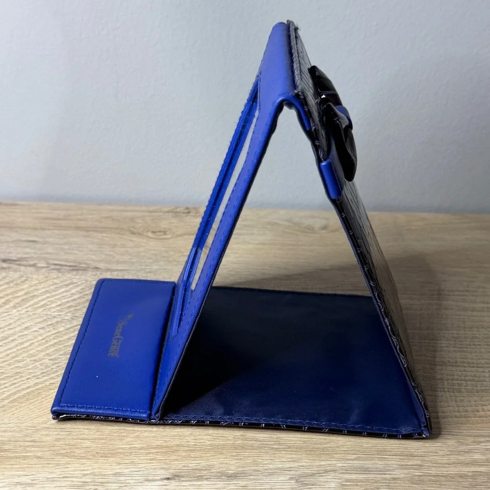 SeneGence International Blue‎ Purple Crocodile Bow Travel Vanity Folding Mirror